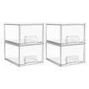 Vtopmart 4 Pack Stackable Makeup Organizer Storage Drawers, Acrylic Bathroom Organizers，Clear Plastic Storage Bins For Vanity, Undersink, Kitchen Cabinets, Pantry, Home Organization and Storage