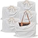 HAMBOLY 100% Cotton Bags 5 Pack Dust Cover Storage Pouch with Drawstring Closure for Packaging Handbags Purses Pocketbooks Shoes Boots, White, 21 x 19 in