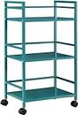 WINSTAR 3-Tier Metal Rolling Trolley with Lockable Wheels | Heavy Duty Multifunctional Metal Frame Cart | Ideal for Home, Kitchen, Bathroom and Office Storage | (Teal, 3 Tier)