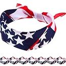8 Pieces American Flag Bandana Independence Day Headband for Memorial Day and 4th of July USA Flag Unisex Cowboy Bandana USA Kerchief Patriotic Accessory for Men Women, Blue With Red and White, 21 x