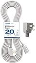 Appliance Extension Cord - 20ft Heavy Duty Gray Extension Wire for Air Conditioner, Refrigerator, & All Major Appliances - 14 Gauge High Voltage 3 Prong Flat-End Appliance Cord, for Indoor use