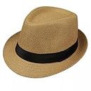 CLOTHERA Fashionable Fedora Jute Hat for Men (Beige)