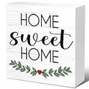 Home Sweet Home Sign Deor,Rustic Home Sweet Home Kitchen Wood Block Signs,Farmhouse Kitchen Wooden Box Sign Decor for Home Kitchen Shelf Counter Desk Table Decor V632