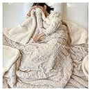 Sherpa Fleece Throw Blanket - Fluffy Throw Blankets Double Throw Blanket Silk Touch Warm Uper Soft Fluffy Faux Fur Warm Solid Bed Throws for Bed and Couch Double/Twin Size (Milk tea,150×200cm)