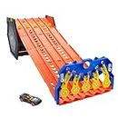 Hot Wheels Track Builder Action, Roll Out Raceway, Track Set with 5 Lane Racetrack and Toy Storage Bucket, Includes 1 Toy Car, Toys for Ages 4 to 10, One Pack, HGK41