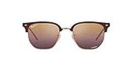 Ray-Ban Rb4416f New Clubmaster Low Bridge Fit Square Sunglasses, Bordeaux on Rose Gold/Wine Polarized, 55 mm