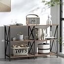 Artiss Console Table, Retro Narrow Side Hallway Tables Desk Display Shelves Home Bedroom Office Living Room Entryway Furniture, with Sturdy Particle Board Anti-Rust Walnut