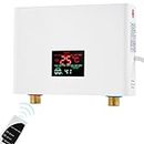 Mini Instant Water Heater Instant Electric Water Heater 3000W Constant Temperature Electric Tankless Water Heater with Remote Control Digital Display for Home Kitchen Bathroom Indoor 220V (White)