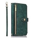 ZCDAYE Wallet Case for iPhone SE 2022/2020/iPhone 7/iPhone 8, Premium Zipper (with Wristlet) Flip Leather Phone Case for SE 2022/2020/iPhone 7/iPhone 8 - Green