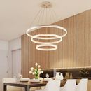 Adjustable 2 3 Ring LED Chandelier Lights Pendant Fixture Dimmable Room Kitchen