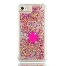 Compatible with iPhone 6S Case Shockproof Glitter, Sparkle Glitter Moving Liquid Phone Case 360 Rotating Ring Stand Holder Soft TPU Silicone Protective Cover Compatible with Apple iPhone 6, Rose Gold