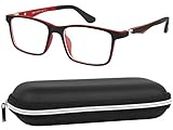 Kids Computer Glasses, Blue Light Blocking Filter-for Video Games, Tablets, Kindle Screen, Electronic Devices Protects Against Eyestrain for Boys and Girls-Black and Red Frame Case Included