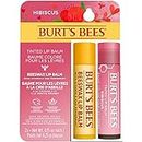Burt's Bees Lip Balm Multipack, baume à lèvres à la cire d'abeille et baume à lèvres teinté à l'hibiscus, pack duo économique, 2x4,25 g