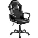 Yaheetech Gaming Chair Adjustable Leather Office Racing Chair Ergonomic Computer Desk Chair with Lumbar Support and Arms Black