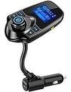 Nulaxy Wireless in-Car Bluetooth FM Transmitter Radio Adapter Car Kit W 1.44 Inch Display Supports TF/SD Card and USB Car Charger for All Smartphones Audio Player-KM18 Black