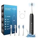 LVLAM Sonic Electric Toothbrush for Adults - Rechargeable Smart Automatic Power Toothbrushes with 4 Heads 5 Modes,Soft Dupont Bristles IPX7 Waterproof (Black)