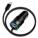 Samsung Car Charger 48W Super Fast USB C Android Car Phone Charger Adapter Cigarette Lighter Charger with Type C Cable Fast Charging for Samsung Galaxy S24 Ultra S23 FE S22 S21 A55 A15 5G A14 A54 A53