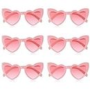 flintronic 6 Pack Heart Shaped Sunglasses, Vintage Love Heart Sunglasses, Women Cat Eye Ladies Retro Vintage Designer Style （Pink）
