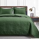 Love's cabin King Size Quilt Set Olive Green Bedspreads - Soft Bed Summer Quilt Lightweight Microfiber Bedspread- Modern Style Coin Pattern Coverlet for All Season - 3 Piece (1 Quilt, 2 Pillow Shams)