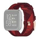 Mosger YHM 23mm Stripe Weave Nylon Wrist Strap Watch Band for Fitbit Versa 2, Fitbit Versa, Fitbit Versa Lite, Fitbit Blaze (Grey) (Color : Red)