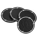 Firtink 4 Pcs Car Cup Coaster, Bling Universal Car Cup Holder Insert Coaster, Anti Slip Car Auto Vehicle Interior Accessories Cup Mats For Women and Men, 2.75" Diameter(Black)