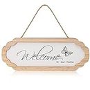 Cartello di benvenuto per porta d'ingresso con scritta "Welcome to Our Home", in legno, da appendere, verticale, per decorare la casa, regalo di amicizia