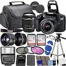 Canon EOS 2000D / Rebel T7 DSLR Camera w/EF-S 18-55mm f/3.5-5.6 Lens 3 Lens Kit Bundled with 128GB Memory + Wide Angle Lens + Telephoto Lens + Flash + More (Renewed)