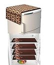 Shinzo Combo Pack of Fridge Top Cover And Fridge Mats Beautiful Modern Designed Brown Golden Color Used for All Major Refrigerator