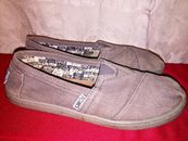 TOMS Ballet Flats Boys Girls Loafers ONE FOR ONE Canvas Brown Shoes Sz 3 youth 