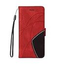 Case for Motorola Moto G6 Play/Moto E5, Stitching Two-Color PU Leather Wallet Case, 3 Card Slot Support Mobile Phone Case, Shockproof Flip Cover for Motorola Moto G6 Play/Moto E5-Red