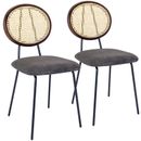 Rattan Dining Chairs Set of 2, Mid Century Chairs with Woven Back
