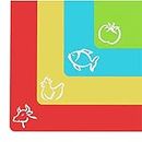 Cooler Kitchen Schneidebrett, Extra Dicke Flexible Kunststoff Schneidebretter Mit Lebensmittel Symbolen and EZ-Grip Ruckseite Mit Waffelstruktur(4er Set)