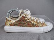 Converse Shoes Womens 7 Gold Sequin Low Top Shiny All Star Chuck Taylor CTAS OX