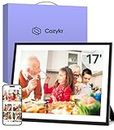 Cozyla Canvas Digital Picture Frame Large 17 Inch Send Pictures and Videos via Google Photos Email Web Browser Instagram Phone App Free Unlimited Storage Smart Digtal Photo Frame Electronic WiFi Mat