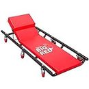 Torin TR6452 6 Wheel Rolling Creeper Garage/Shop Bench: Padded Mechanic Cart with Adjustable Headrest, Red