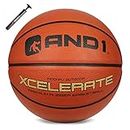 AND1 Xcelerate Rubber Basketball (Deflated w/ Pump Included): Official Regulation Size 7 (29.5”) Streetball, Made for Indoor/Outdoor Basketball Games, Orange Classic