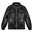 Volunboy Boys Leather Jackets Kids Fall Bomber Pu Coats Spring Motorcycle Outerwear (BlackPocket, 4-5T)