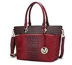 MKF Crossbody Shoulder Bag for Women – PU Leather Top Handle Pocketbook – Roomy Tote Satchel Handbag Purse M Charm, Grace Red, 7
