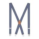 MLM Tirantes para hombres Tirantes para hombres Heavy Duty 4 Clips Wide 1.4 "X Shape Back Elastic Durable Suspenders Thicken Wide Clips para metales (Azul)