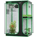 VIVOSUN D436 2-in-1 4x3 Grow Tent, 48"x36"x72" High Reflective Mylar with Multi-Chamber and Floor Tray for Hydroponic Indoor Plant