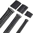 50ft PET Expandable Braided Cable Sleeve, Wire Loom Wire Braid Sleeving with 127 Pieces Shrink Tube for Audio Video and Other Home Device Cable Automotive Wire (Black, 1/2 Inch, 1/4 Inch, 3/8 Inch)