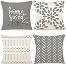 YCOLL Pillow Covers Set of 4, Modern Sofa Throw Pillow Cover, Decorative Outdoor Linen Fabric Pillow Case for Couch Bed Car (Grey, 18x18 inch/45x45cm,Set of 4)