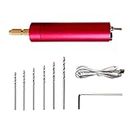 DIY USB Drilling Electric Tool Set,Mini Light Power Electric Hand Drill,0.7-1.2mm Micro Aluminum Portable Cordless Handheld Drill Bit,for Trimming,Cutting,Drilling,Engraving,Polishing,Carving (Red)