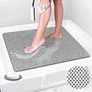 Mofonky Shower Mat Non Slip: 24x24 Inch Square Shower Mats with Drain Hole in Middle - Soft Loofah Quick Drying Matt for Shower Stall