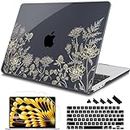 Tuiklol Compatible with New MacBook Air 15 inch Case 2023 M2 Clip, Model A2941 Hard Shell Case with Keyboard Cover & Screen Protector & Dust Plug for MacBook 15.5 M2 Cover,Black Flower