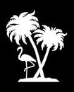 LLI Flamingo Palm Tree Paradise | Decal Vinyl Sticker | Cars Trucks Vans Walls Laptop | White | 7.5 x 5.9 in | LLI1349