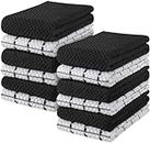 Utopia Towels -12 Kitchen Towels Set - 38 x 64 cm - 100% Ring Spun Cotton Super Soft and Absorbent Dish Towels, Tea and Bar Towels (Black)