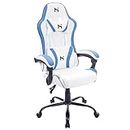 Precision Synergie Blue Gaming Chair for Girls, Racing Style Ergonomic Gaming Chair, Video Gamer Chair with Lumbar Cushion and Headrest, Height-Adjustable Computer Chair(White-Blue)