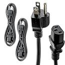 Rebuild Skills 15ft (4.5M) - 2 Pack Universal Computer Monitor Power Cord, C13 Power Cable for Monitor, PC, Desktop, Printer, Scanner, 10Amps UL Approved 18/3 GA NEMA 5-15P to IEC13