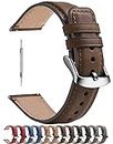 Fullmosa Burnished Leather Watch Band 22mm 20mm 18mm, Quick Release Watch Strap Replacement Square Tail Smart Watch Bands for Men and Women,18mm Dark Brown+Silverr